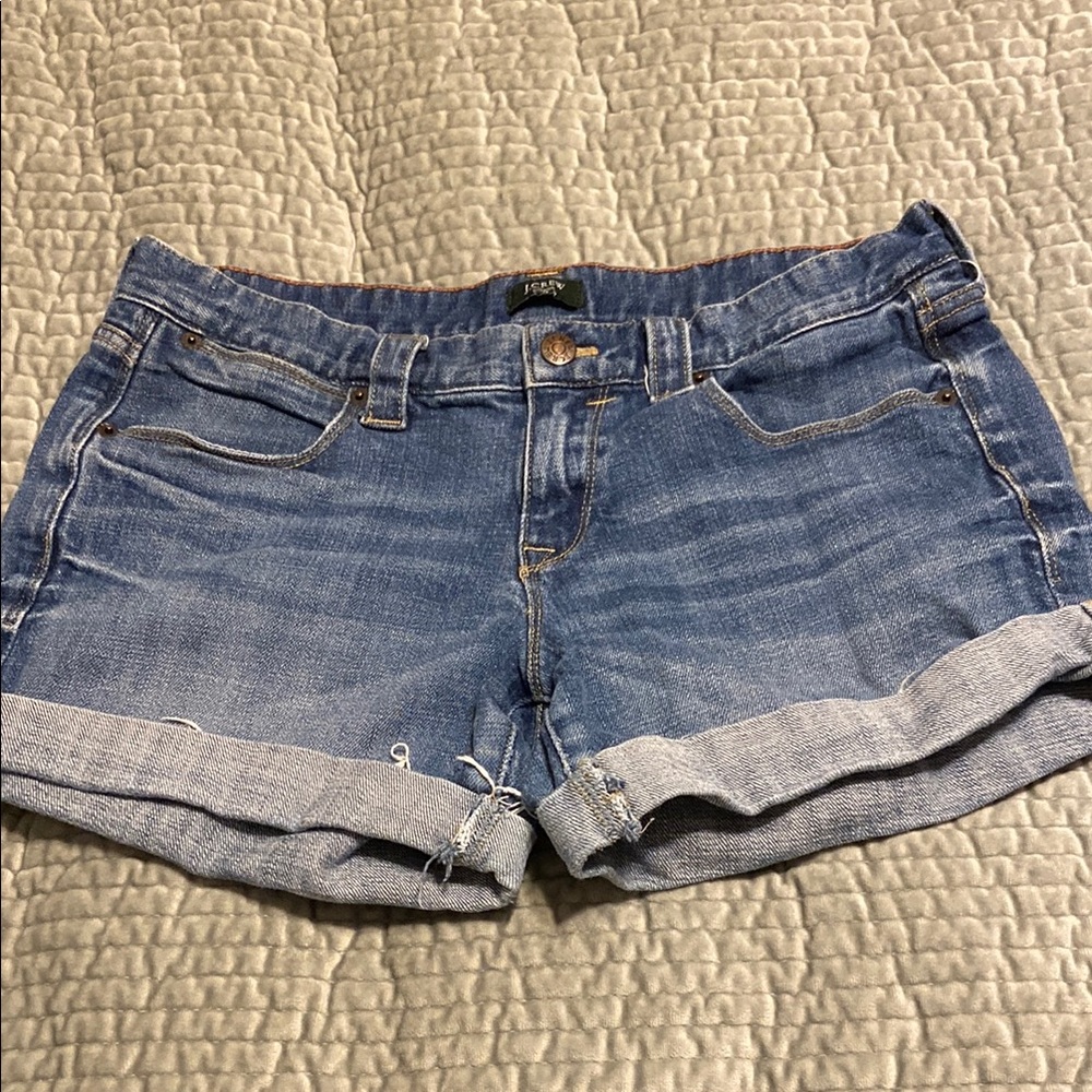 VGUC J Crew Stretch Denim Distressed Shorts